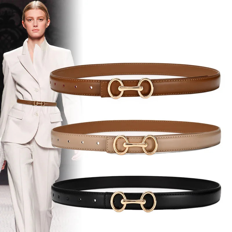 Cinto Feminino Fino em Couro para Vestidos e Tricôs